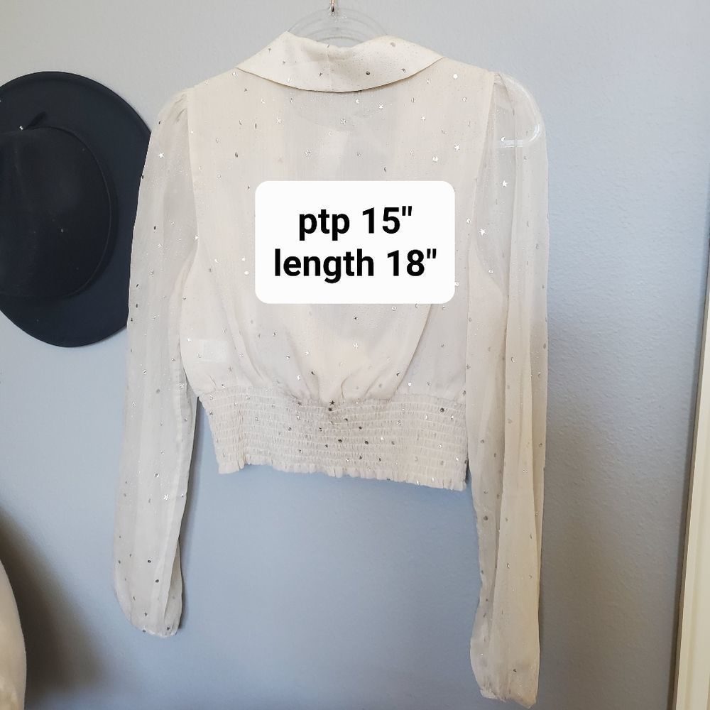 NWT Sheer silver star blouse - Picture 5 of 6